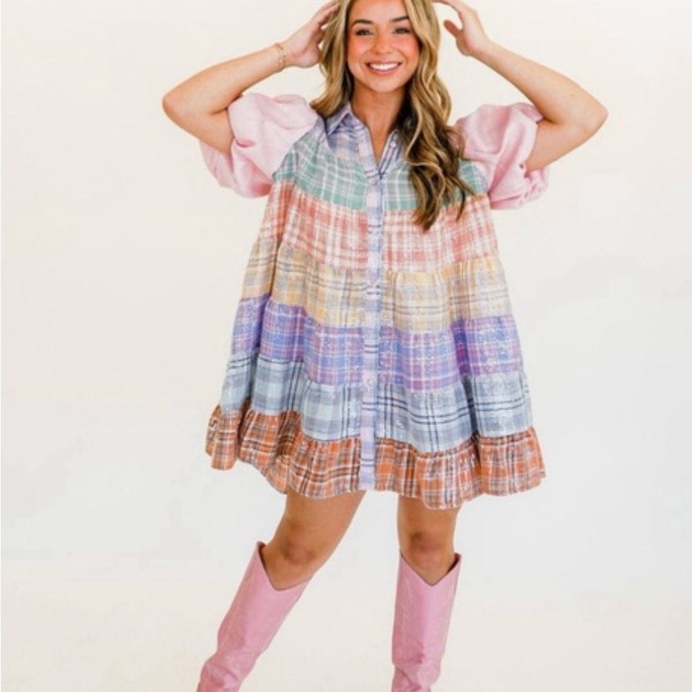 Queen of sparkles plaid glitter dress